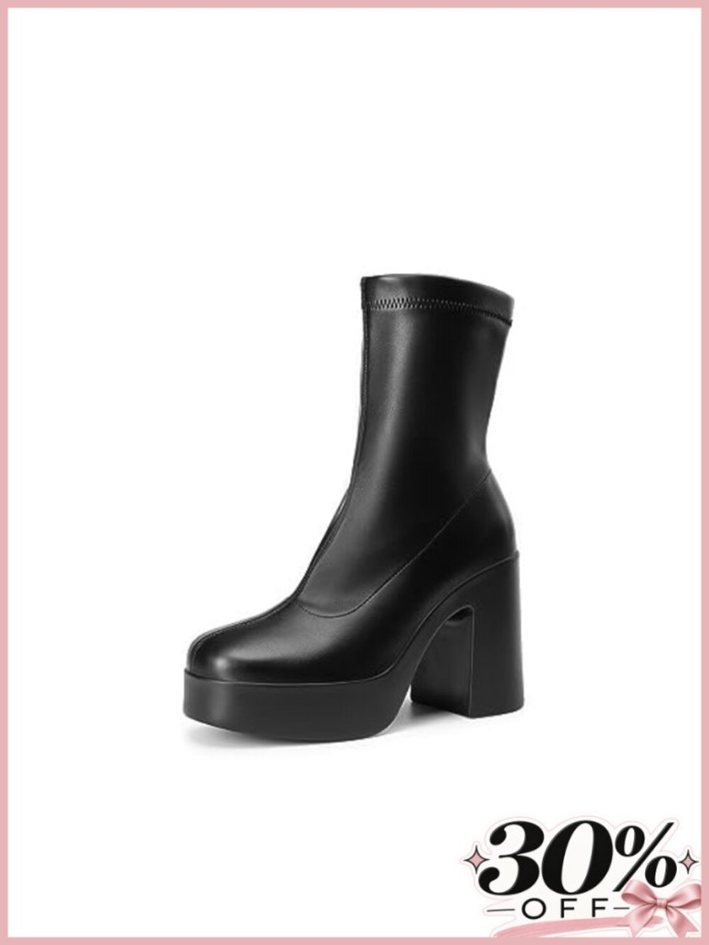Platform Ankle Boots Chunky Zip Up Y2K Square Toe Booties